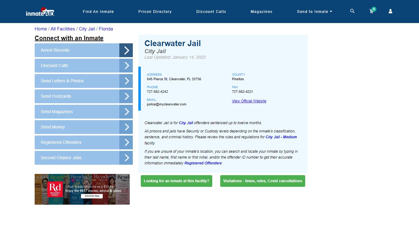 Clearwater Jail | Inmate Locator