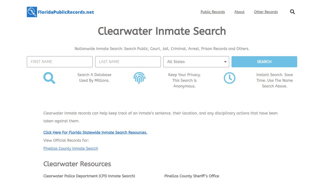 Clearwater Inmate Search - CPD FL Current & Past Jail Records